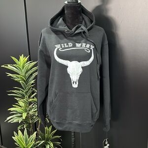 Pacific & Co Hoodie Wild West Cow Skull,pouch pocket,rib knit cuffs/waist